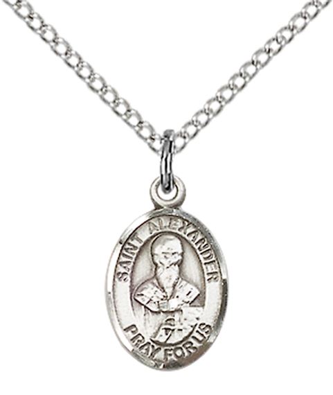 STERLING SILVER ST ALEXANDER SAULI PENDANT WITH CHAIN - 1/2" x 1/4"