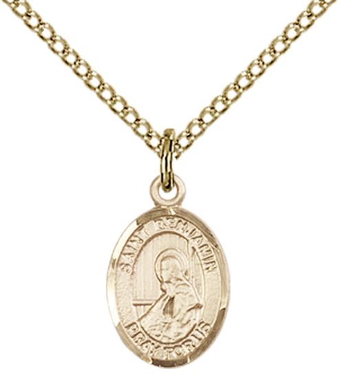 14KT GOLD FILLED ST BENJAMIN PENDANT WITH CHAIN - 1/2" x 1/4"