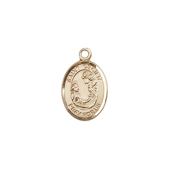 14KT GOLD ST CECILIA MEDAL - 1/2" x 1/4"
