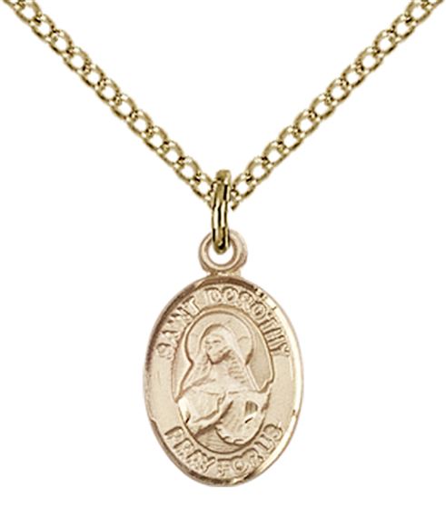 14KT GOLD FILLED ST DOROTHY PENDANT WITH CHAIN - 1/2" x 1/4"