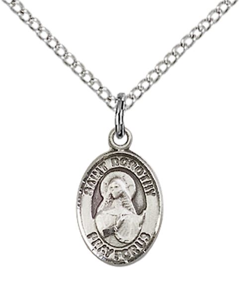 STERLING SILVER ST DOROTHY PENDANT WITH CHAIN - 1/2" x 1/4"