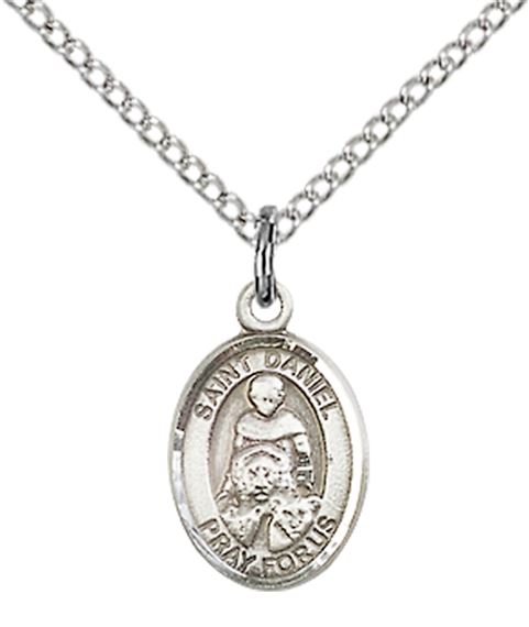 STERLING SILVER ST DANIEL PENDANT WITH CHAIN - 1/2" x 1/4"