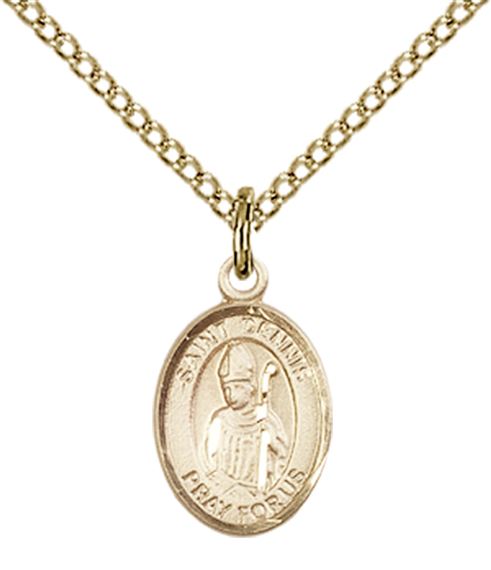14KT GOLD FILLED ST DENNIS PENDANT WITH CHAIN - 1/2" x 1/4"
