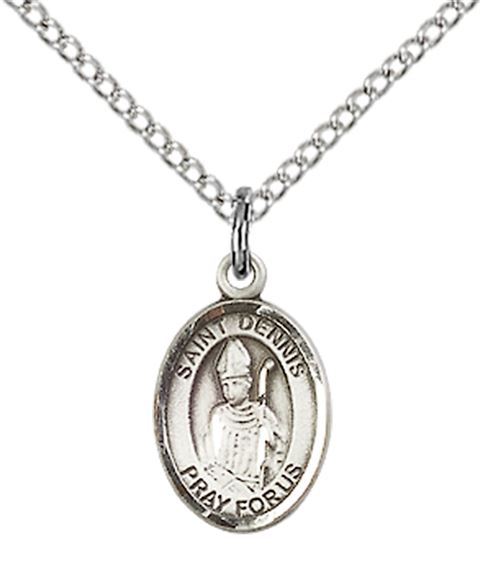 STERLING SILVER ST DENNIS PENDANT WITH CHAIN - 1/2" x 1/4"