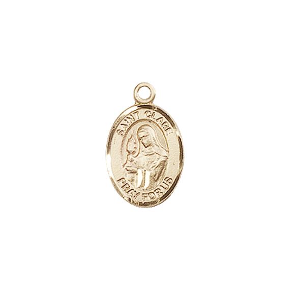 14KT GOLD ST CLARE OF ASSISI MEDAL - 1/2" x 1/4"