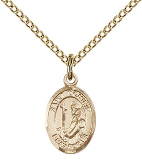 14KT GOLD FILLED ST DOMINIC DE GUZMAN PENDANT WITH CHAIN - 1/2" x 1/4"