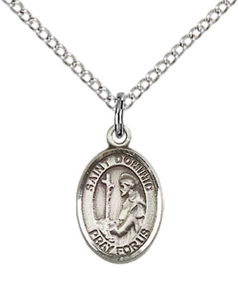 STERLING SILVER ST DOMINIC DE GUZMAN PENDANT WITH CHAIN - 1/2" x 1/4"