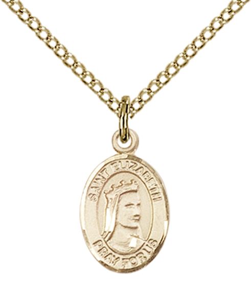 14KT GOLD FILLED ST ELIZABETH OF HUNGARY PENDANT WITH CHAIN - 1/2" x 1/4"
