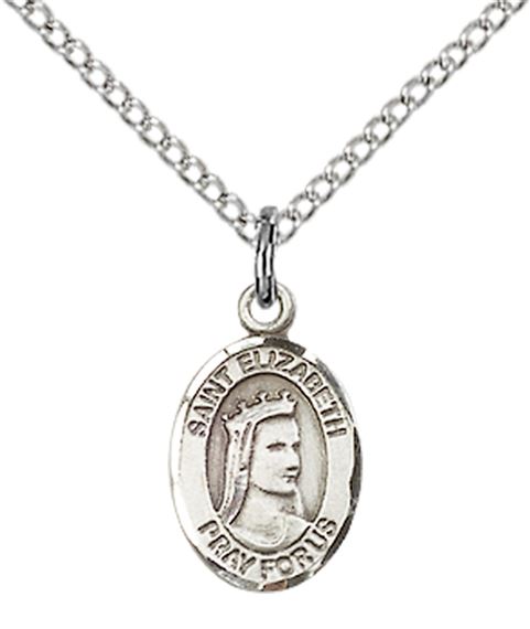 STERLING SILVER ST ELIZABETH OF HUNGARY PENDANT WITH CHAIN - 1/2" x 1/4"