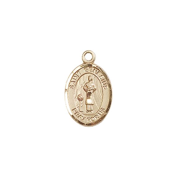 14KT GOLD ST GENESIUS OF ROME MEDAL - 1/2" x 1/4"