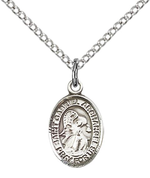 STERLING SILVER ST GABRIEL THE ARCHANGEL PENDANT WITH CHAIN - 1/2" x 1/4"