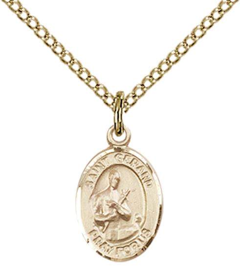 14KT GOLD FILLED ST GERARD MAJELLA PENDANT WITH CHAIN - 1/2" x 1/4"