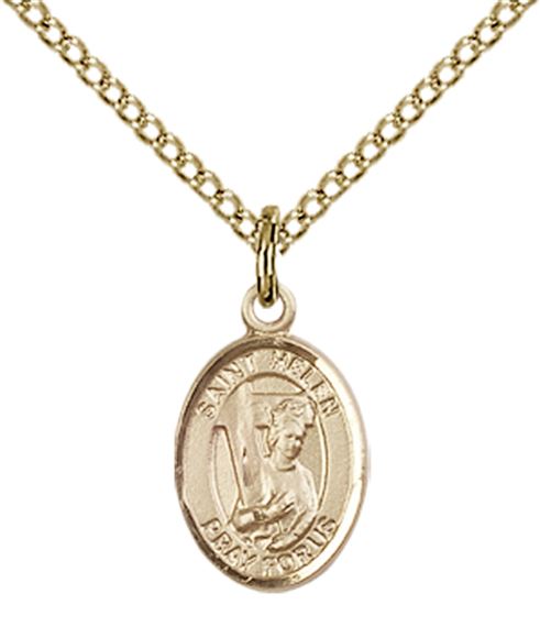 14KT GOLD FILLED ST HELEN PENDANT WITH CHAIN - 1/2" x 1/4"