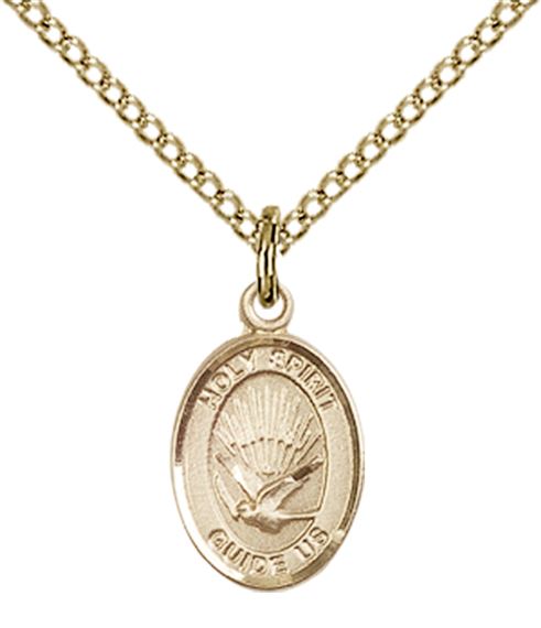 14KT GOLD FILLED HOLY SPIRIT PENDANT WITH CHAIN - 1/2" x 1/4"