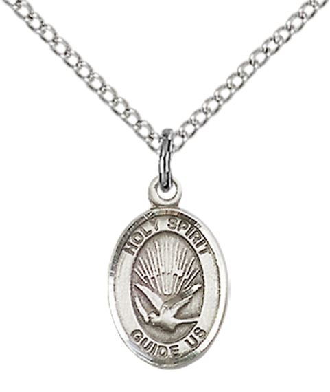 STERLING SILVER HOLY SPIRIT PENDANT WITH CHAIN - 1/2" x 1/4"