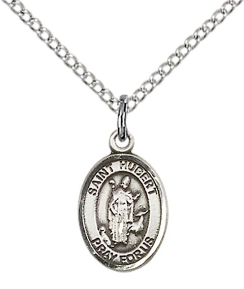STERLING SILVER ST HUBERT OF LIEGE PENDANT WITH CHAIN - 1/2" x 1/4"