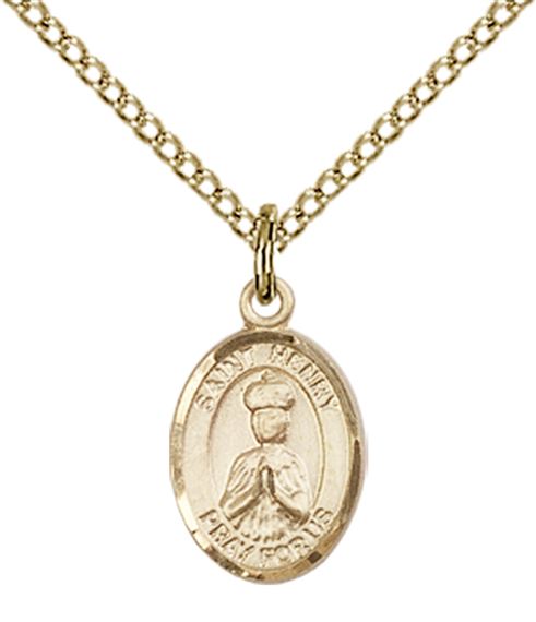 14KT GOLD FILLED ST HENRY II PENDANT WITH CHAIN - 1/2" x 1/4"