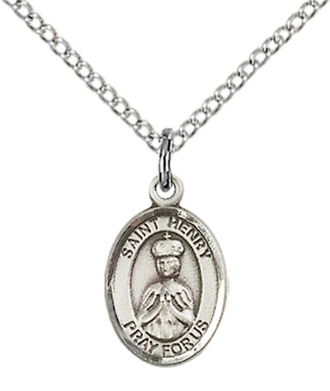 STERLING SILVER ST HENRY II PENDANT WITH CHAIN - 1/2" x 1/4"