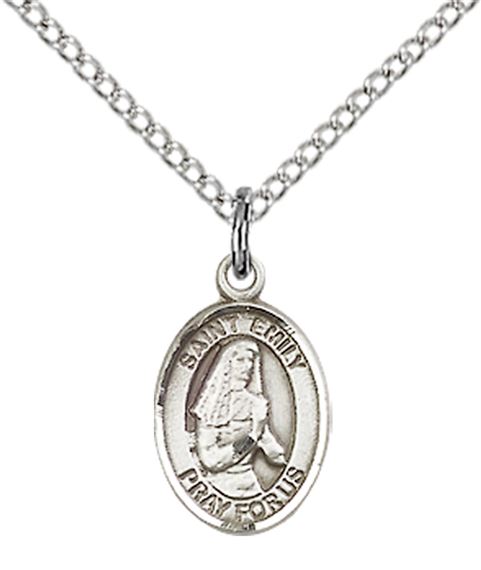 STERLING SILVER ST EMILY DE VIALAR PENDANT WITH CHAIN - 1/2" x 1/4"