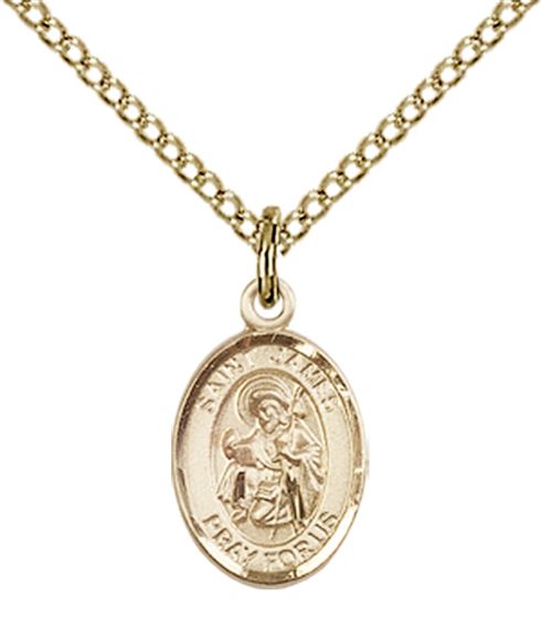 14KT GOLD FILLED ST JAMES THE GREATER PENDANT WITH CHAIN - 1/2" x 1/4"