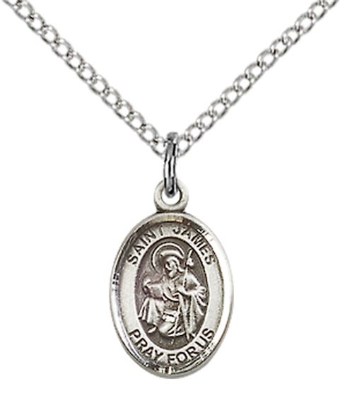 STERLING SILVER ST JAMES THE GREATER PENDANT WITH CHAIN - 1/2" x 1/4"