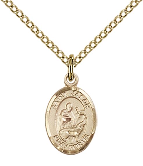 14KT GOLD FILLED ST JASON PENDANT WITH CHAIN - 1/2" x 1/4"