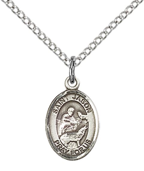 STERLING SILVER ST JASON PENDANT WITH CHAIN - 1/2" x 1/4"