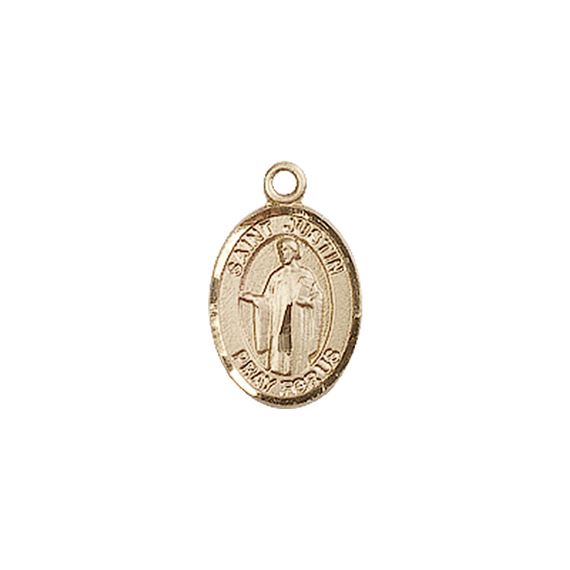 14KT GOLD ST JUSTIN MEDAL - 1/2" x 1/4"