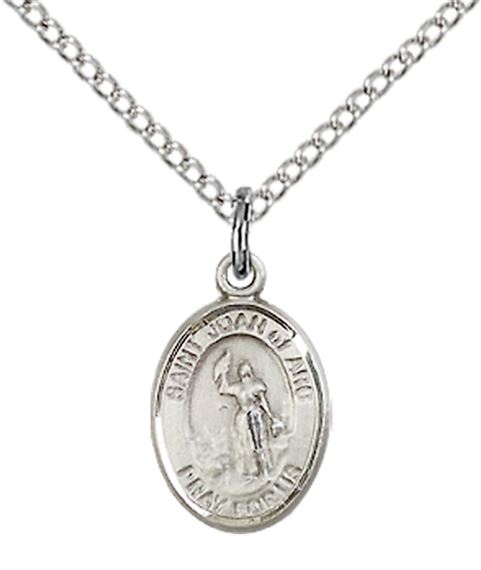 STERLING SILVER ST JOAN OF ARC PENDANT WITH CHAIN - 1/2" x 1/4"