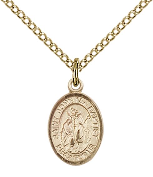 14KT GOLD FILLED ST JOHN THE BAPTIST PENDANT WITH CHAIN - 1/2" x 1/4"