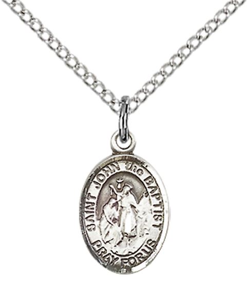 STERLING SILVER ST JOHN THE BAPTIST PENDANT WITH CHAIN - 1/2" x 1/4"