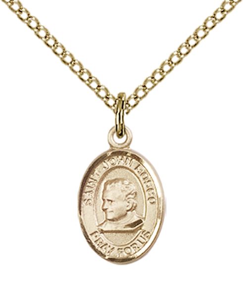 14KT GOLD FILLED ST JOHN BOSCO PENDANT WITH CHAIN - 1/2" x 1/4"