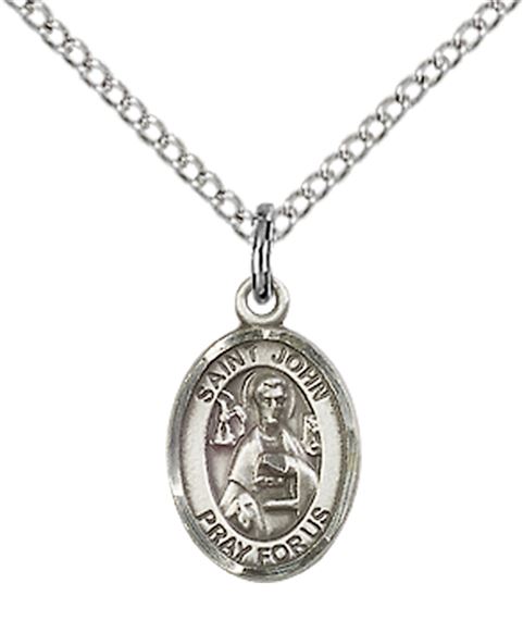 STERLING SILVER ST JOHN THE APOSTLE PENDANT WITH CHAIN - 1/2" x 1/4"