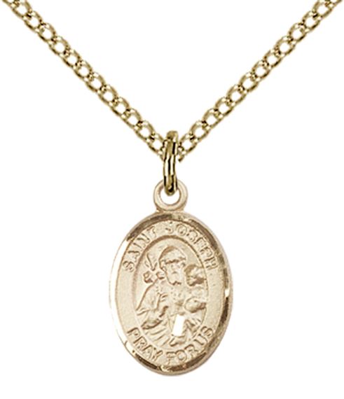 14KT GOLD FILLED ST JOSEPH PENDANT WITH CHAIN - 1/2" x 1/4"