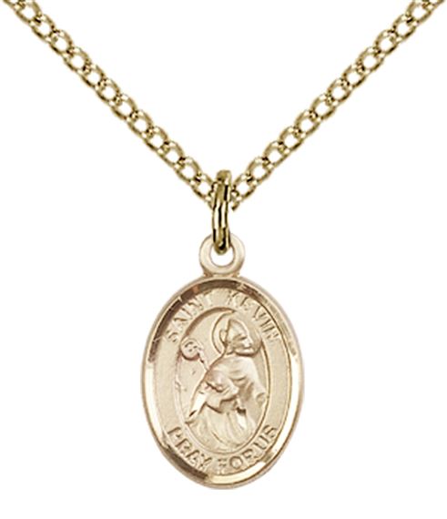 14KT GOLD FILLED ST KEVIN PENDANT WITH CHAIN - 1/2" x 1/4"