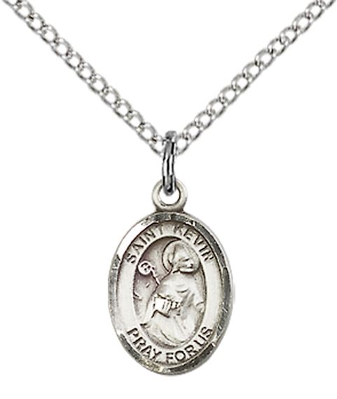 STERLING SILVER ST KEVIN PENDANT WITH CHAIN - 1/2" x 1/4"