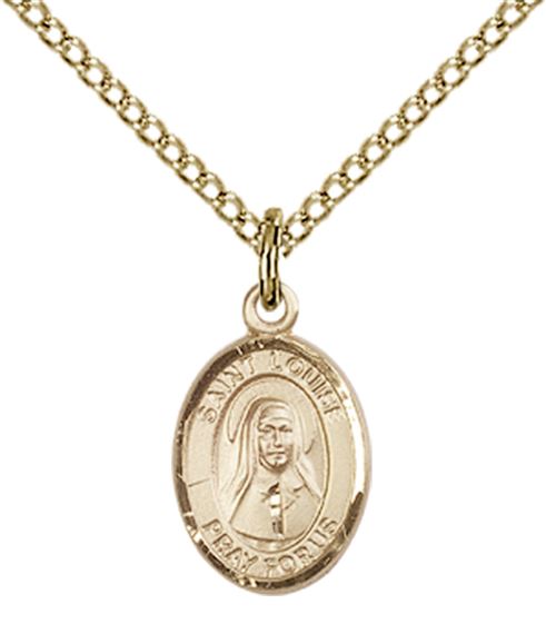 14KT GOLD FILLED ST LOUISE DE MARILLAC PENDANT WITH CHAIN - 1/2" x 1/4"