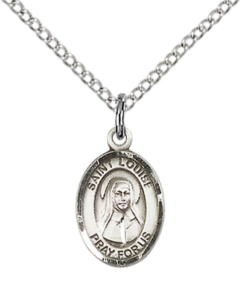STERLING SILVER ST LOUISE DE MARILLAC PENDANT WITH CHAIN - 1/2" x 1/4"