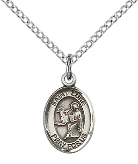STERLING SILVER ST LUKE THE APOSTLE PENDANT WITH CHAIN - 1/2" x 1/4"