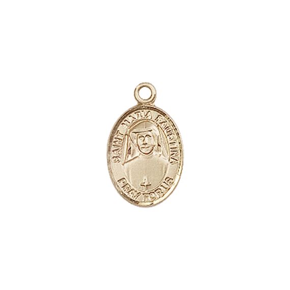 14KT GOLD ST MARIA FAUSTINA MEDAL - 1/2" x 1/4"