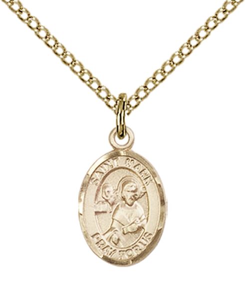 14KT GOLD FILLED ST MARK THE EVANGELIST PENDANT WITH CHAIN - 1/2" x 1/4"