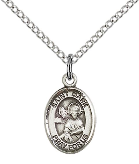 STERLING SILVER ST MARK THE EVANGELIST PENDANT WITH CHAIN - 1/2" x 1/4"