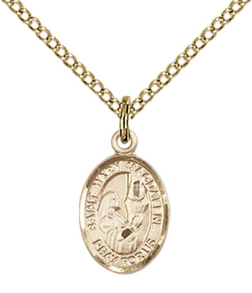 14KT GOLD FILLED ST MARY MAGDALENE PENDANT WITH CHAIN - 1/2" x 1/4"