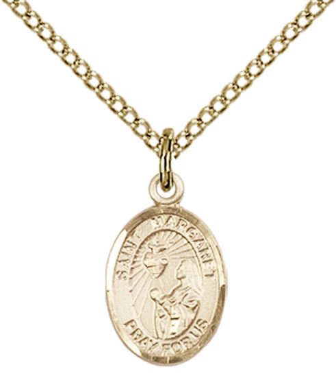 14KT GOLD FILLED ST MARGARET MARY ALACOQUE PENDANT WITH CHAIN - 1/2" x 1/4"