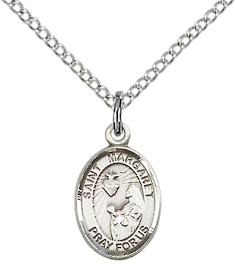 STERLING SILVER ST MARGARET MARY ALACOQUE PENDANT WITH CHAIN - 1/2" x 1/4"