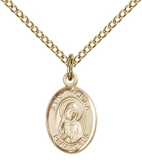 14KT GOLD FILLED ST MONICA PENDANT WITH CHAIN - 1/2" x 1/4"