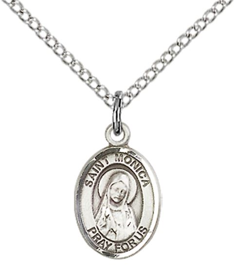 STERLING SILVER ST MONICA PENDANT WITH CHAIN - 1/2" x 1/4"