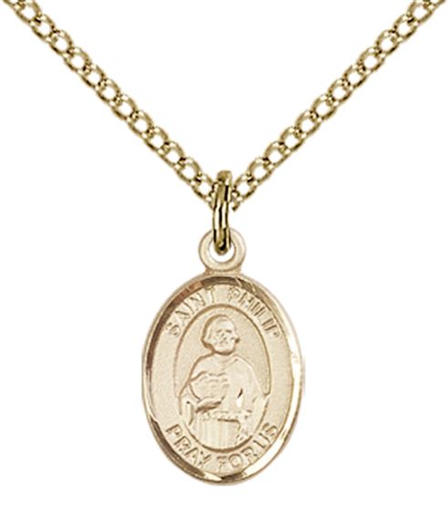 14KT GOLD FILLED ST PHILIP THE APOSTLE PENDANT WITH CHAIN - 1/2" x 1/4"