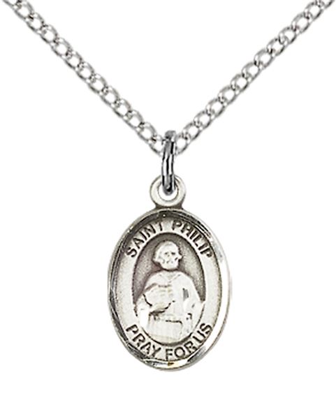 STERLING SILVER ST PHILIP THE APOSTLE PENDANT WITH CHAIN - 1/2" x 1/4"