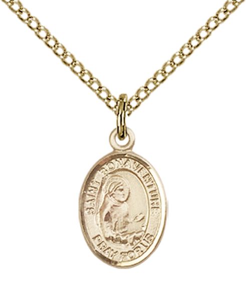 14KT GOLD FILLED ST BONAVENTURE PENDANT WITH CHAIN - 1/2" x 1/4"